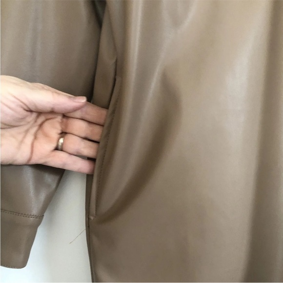Easel Women’s Faux Leather Duster Shirt Jacket Shacket Small Boho Trench Coat - Picture 6 of 16